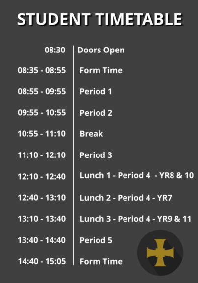A4 2025-26 Student Timetable